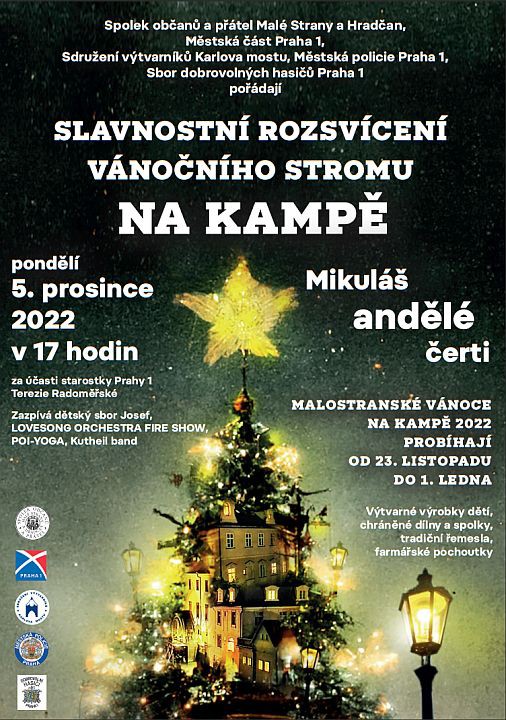 Slavnostní rozsvícení vánočního stromu na Kampě 5/12 2022,17 h
